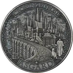 Asgard 1-oz Silver Round Antique Finish Mythical Cities Series (2)